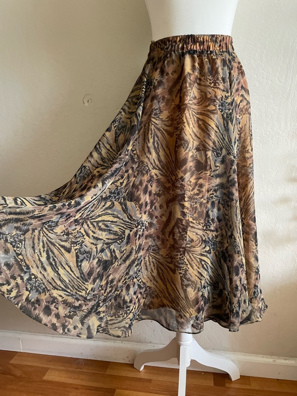 Animal print vintage chiffon circle skirt - Picture 8 of 14